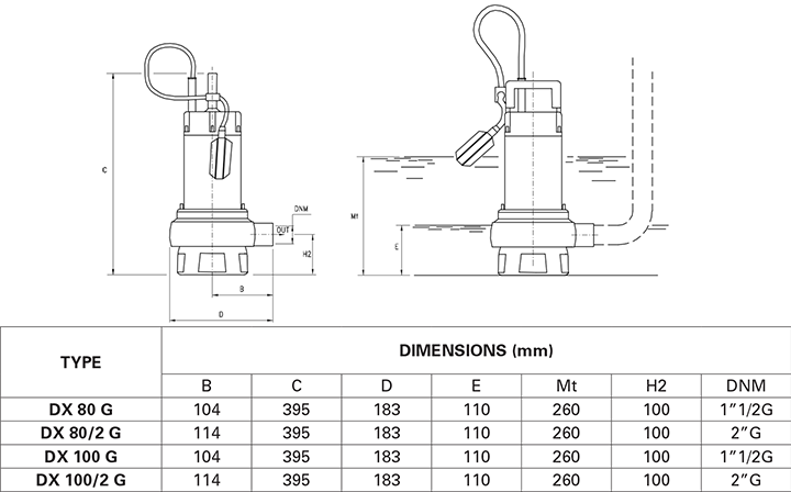 Bơm chìm nước thải Pentax DXT 100/2 6 Pentax DX Tskt